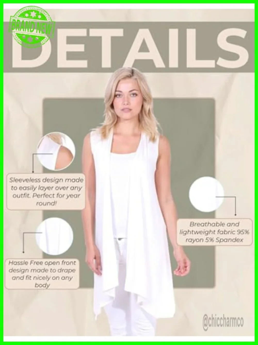Sleeveless Cardigan Vest Open-Front Long Asymmetric Hem